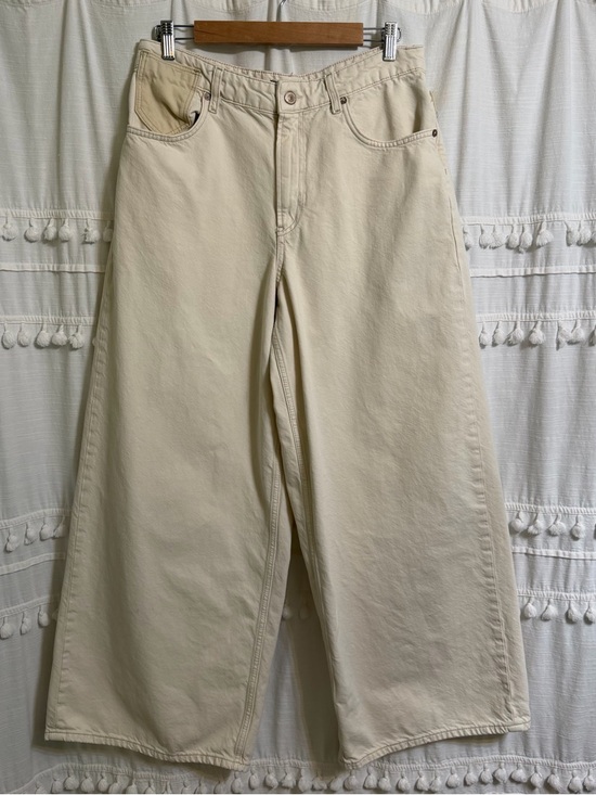 Free People We The Free Waterfalls Baggy Wide-Leg Jeans in Cream Size 30 - Picture 2 of 12